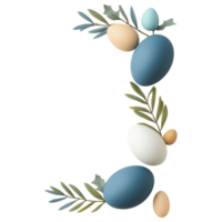 Free Isolated on Transparent Background, Easter eggs in beautiful frame adorned with leaves create serene spring atmosphere png