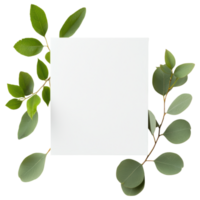 Free Isolated on Transparent Background, beautiful frame of green leaves surrounds blank canvas inviting creativity and inspiration png