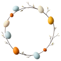 Free Isolated on Transparent Background, Easter eggs beautifully arranged in frame of branches create festive atmosphere png