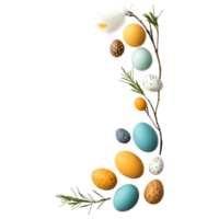 Free Isolated on Transparent Background, Colorful easter eggs arranged in beautiful frame create atmosphere for spring celebrations png