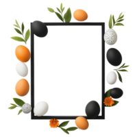 Free Isolated on Transparent Background, easter frame adorned with colorful eggs and greenery creates festive atmosphere png