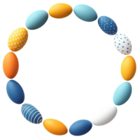 Free Isolated on Transparent Background, Colorful Easter eggs arranged in circular frame create festive atmosphere for celebrations png