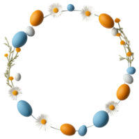 Free Isolated on Transparent Background, beautiful easter frame adorned with colorful eggs and flowers creates festive atmosphere png