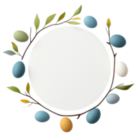Free Isolated on Transparent Background, beautiful easter frame adorned with colorful eggs and leaves creates perfect backdrop for spring png