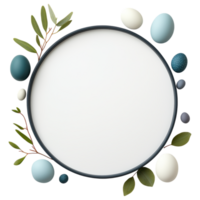 Free Isolated on Transparent Background, beautiful easter frame adorned with colorful eggs and greenery creates perfect backdrop for spring png