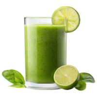 Free Isolated on Transparent Background, refreshing smoothie drink made with vibrant green ingredients and garnished with lime png