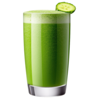 Free Isolated on Transparent Background, Refreshing smoothie drink with vibrant green color and slice of cucumber on top png