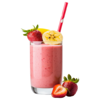 Free Isolated on Transparent Background, refreshing smoothie drink made with strawberries and banana offers delightful taste experience png