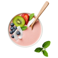 Free Isolated on Transparent Background, refreshing smoothie drink topped with fresh fruits and mint leaves creates delightful experience png