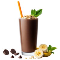 Free Isolated on Transparent Background, delicious smoothie drink made with chocolate, banana, and oats offers refreshing taste png