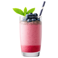 Free Isolated on Transparent Background, refreshing smoothie drink topped with blueberries and mint leaves offers delightful taste experience png