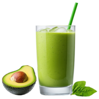 Free Isolated on Transparent Background, refreshing smoothie drink made with creamy avocado and fresh spinach is perfect for healthy boost png