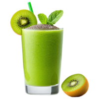 Free Isolated on Transparent Background, Refreshing smoothie drink made with kiwi and topped with chia seeds for nutritious boost png