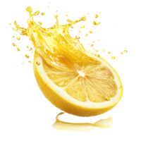 Lemon Slice Explosion With Juice Drops Transparent background png