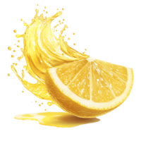 Yellow Lemon Slices With Juice Droplets Transparent background png
