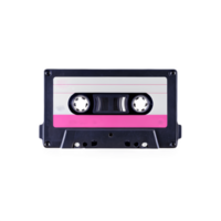 Retro audio cassette tape with pink and white label isolated on transparency background png