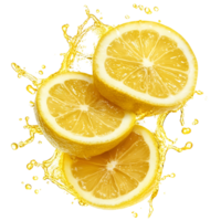 Citrus Lemon Slices With Refreshing Splash Transparent background png
