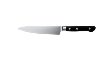A sleek, professional chef knife with a polished blade and ergonomic handle, perfect for culinary enthusiasts. Ideal for precise cutting and food preparation tasks. png
