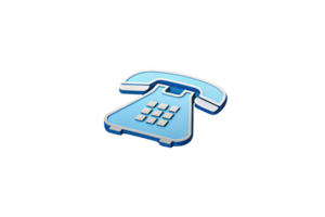 Blue and white retro telephone icon in a 2D design, blending nostalgia and modernity, representing traditional communication devices with simplicity png