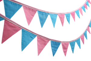 Rosa e azul triangular tecido estamenha arranjado dentro arrumado linhas, criando uma festivo e alegre decorativo padronizar com sutil textura png
