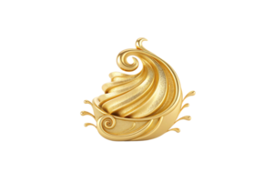 A dynamic golden spiral structure with glittering accents, resembling swirling water or energy waves, exuding luxury, creativity, and fluidity in design png