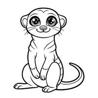 Adorable Meerkat in a Desert Oasis A Coloring Page Adventure vector
