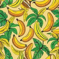 Seamless Pattern with Hand Drawn Tropical Botanical Elements in Vibrant Colors vector