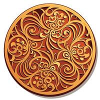 Laser Cut Panels and Coasters Featuring Elegant Swirl Patterns vector