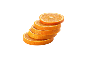 A neatly balanced vertical stack of orange slices with a vibrant, glossy surface, perfect for showcasing freshness png