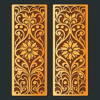 Intricate Laser Cut Panel Template Featuring Swirling Patterns and Ornamental Designs vector
