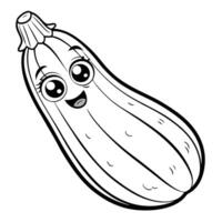 Isolated Zucchini Vegetable Outline Drawing for Coloring Pages vector