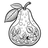 Pear Shape Coloring Page Illustrating an Isolated and Realistic Pear vector