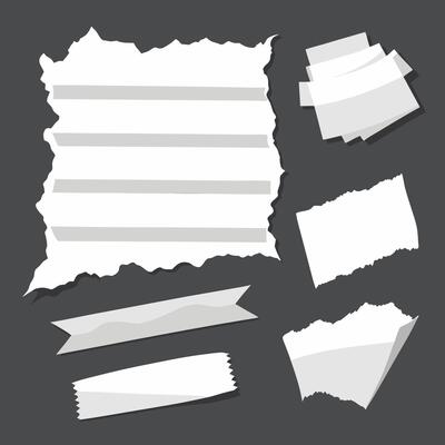 Torn and Ripped Paper Strips in Pristine White A Textured Aesthetic