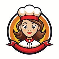 Logo Illustration of a Cheerful Female Chef Mascot Cartoon Character vector