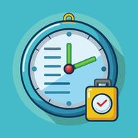Cartoon Illustration of a Wall Clock with a Checklist vector