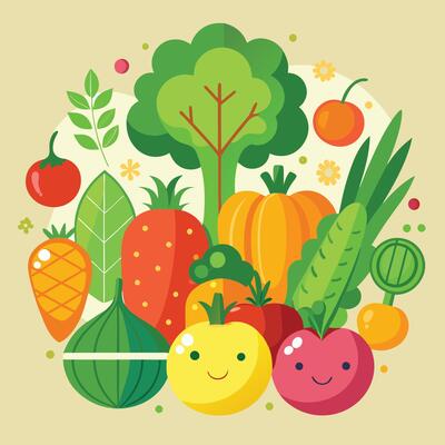 Assortment of Cartoon Vegetable Icons for Online Use