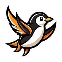 Illustration of a Flying Penguin in a Minimalist Style vector