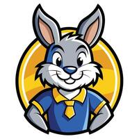 School Mascot Rabbit Rides Cart with Logo Design vector