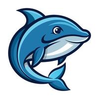 Minimalistic Whale Mascot Logo Illustration in Flat Design vector