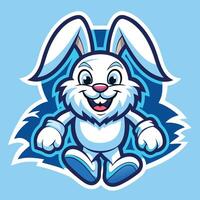 Cute Snow Bunny Mascot Cartoon Character with a Logo Design vector