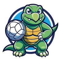Minimalist Illustration of a Volley Tortoise Mascot with Geometric Patterns vector