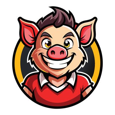 Adorable Illustration of a Pig Boy Mascot Character in a Cartoon Style
