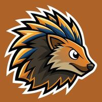 Minimalist Porcupine Mascot Design with Simple Lines vector