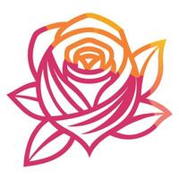 Gradient Line Art Illustration of a Blooming Rose with Intricate Details vector