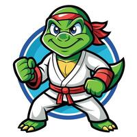 Dynamic Illustration of a Fierce Taekwondo Turtle Mascot vector