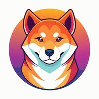 Gradient Colorized Illustration of a Shiba Inu with Bold Outlines vector