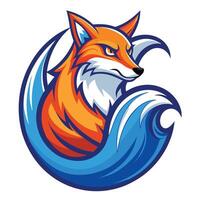 Dynamic Wave Shaped Fox Mascot Logo with Abstract Cartoon Style vector