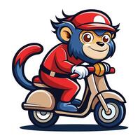 Whimsical Logo Illustration of a Monkey Operating a Scooter vector