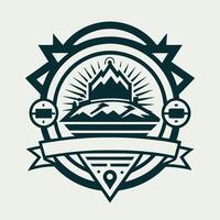 Vintage Line Art Logo Template for Screen Printing with Rustic Appeal vector