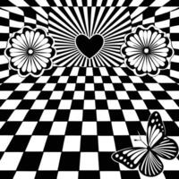 Mesmerizing Y2K Background with Groovy Floral Butte vector